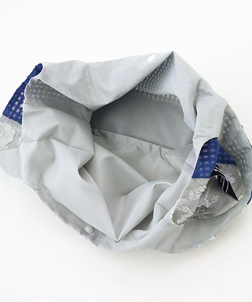 maison de F / メゾンドエフ エコバッグ | TWINS bag / ice gray paisley × blue check / S | 詳細2