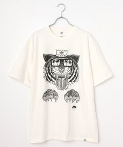 【モルガ】GOTS ORGANIC TEE SEW by EIJI ゴッツ認証白クルーネックプリントTシャツ