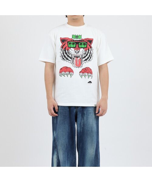 maison de F / メゾンドエフ Tシャツ | 【モルガ】GOTS ORGANIC TEE SEW by EIJI ゴッツ認証白クルーネックプ３版プリントTシャツ | 詳細6