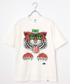 maison de F / メゾンドエフ Tシャツ | 【モルガ】GOTS ORGANIC TEE SEW by EIJI ゴッツ認証白クルーネックプ３版プリントTシャツ