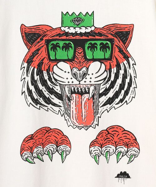 maison de F / メゾンドエフ Tシャツ | 【モルガ】GOTS ORGANIC TEE SEW by EIJI ゴッツ認証白クルーネックプ３版プリントTシャツ | 詳細5