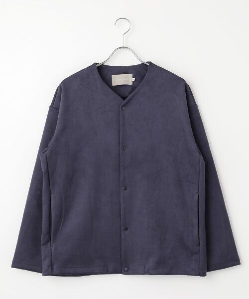 maison de F/メゾンドエフ KNIT SUEDE SNAP BUTTON CARDIE SLATE NAVY 3