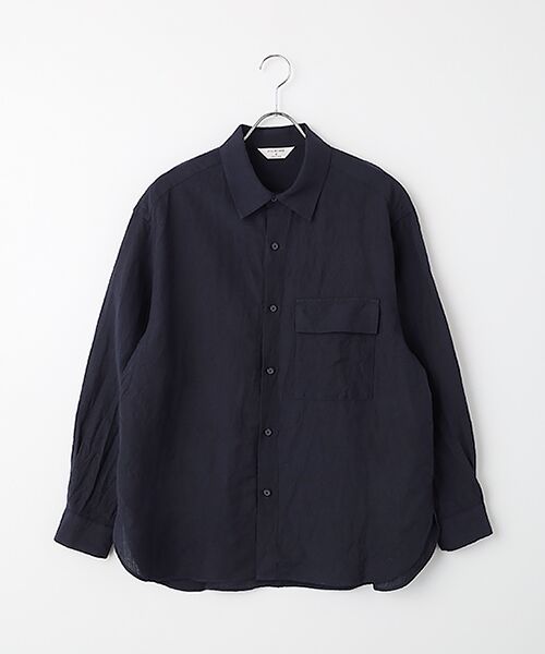 maison de F / メゾンドエフ シャツ・ブラウス | ウールリネンシャツ（SH03254）（NAVY）