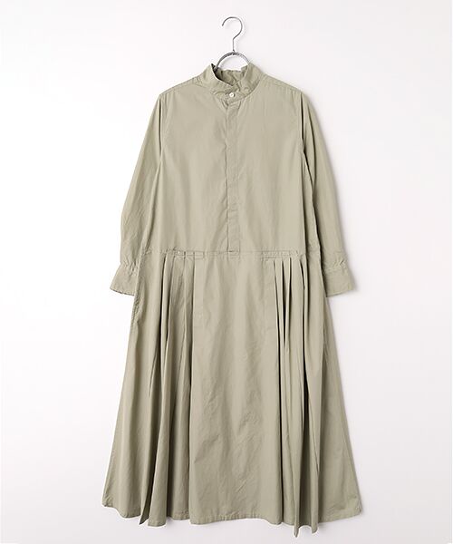 maison de F / メゾンドエフ ロング・マキシ丈ワンピース | ブロード/ソフトデニム/ストライプ　ホスピタルワンピース（グレージュ）