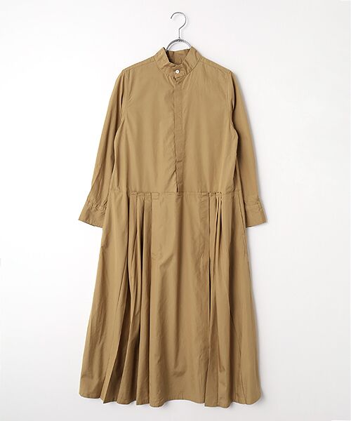 maison de F / メゾンドエフ ロング・マキシ丈ワンピース | ブロード/ソフトデニム/ストライプ　ホスピタルワンピース（ベージュ）