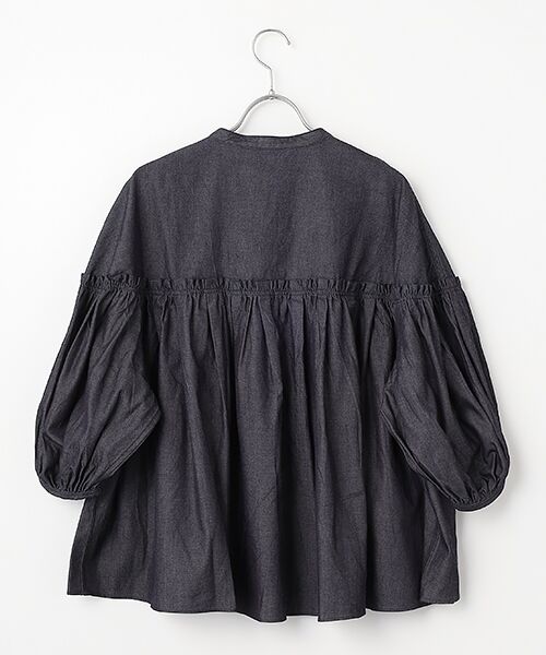 maison de F / メゾンドエフ シャツ・ブラウス | 5.4ozデニム バンドカラーブラウス | 詳細1