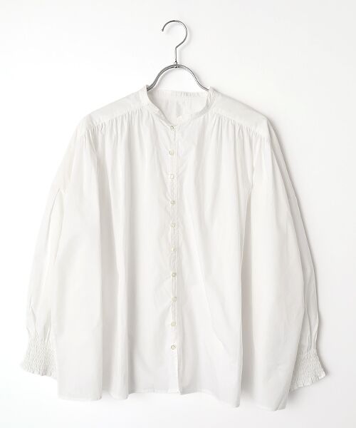 maison de F / メゾンドエフ シャツ・ブラウス | ナチュラルタイプライター　シャーリングブラウス（シロ）