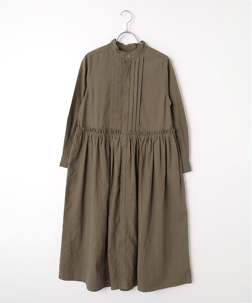 maison de F / メゾンドエフ ロング・マキシ丈ワンピース | トリプルワッシャーLC　タックシャツワンピース（モカ）