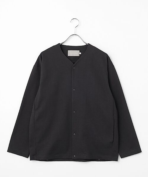 maison de F / メゾンドエフ カーディガン・ボレロ | SEERSUCKER SNAP BUTTON CARDIGAN（black）