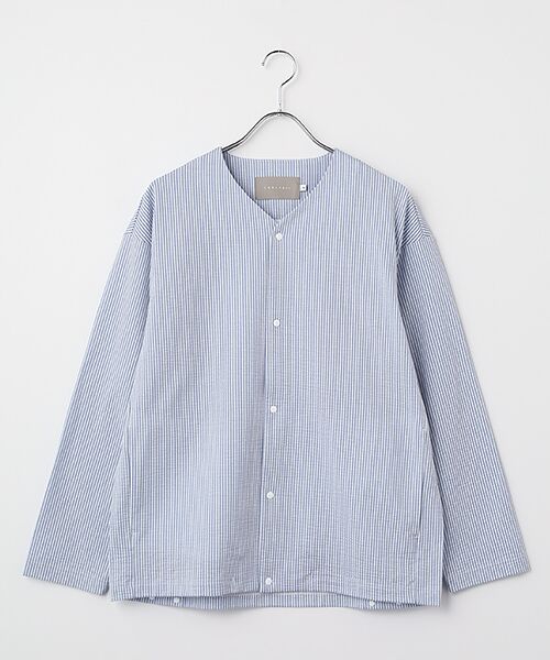 maison de F / メゾンドエフ カーディガン・ボレロ | SEERSUCKER SNAP BUTTON CARDIGAN（sky）