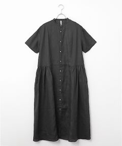 maison de F / メゾンドエフ ロング・マキシ丈ワンピース | フレンチリネン　バンドカラーワンピース