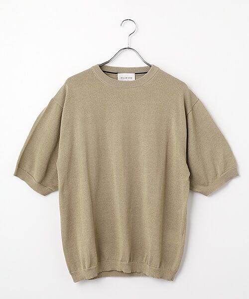 maison de F / メゾンドエフ ニット・セーター | Half sleeve knit t-shirt（KN02261）（khaki beige）