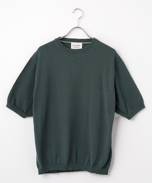 maison de F / メゾンドエフ ニット・セーター | Half sleeve knit t-shirt（KN02261）（teal blue）