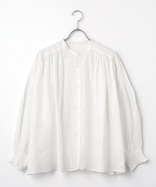 maison de F / メゾンドエフ シャツ・ブラウス | フレンチリネン　シャーリングブラウス（011オフ）