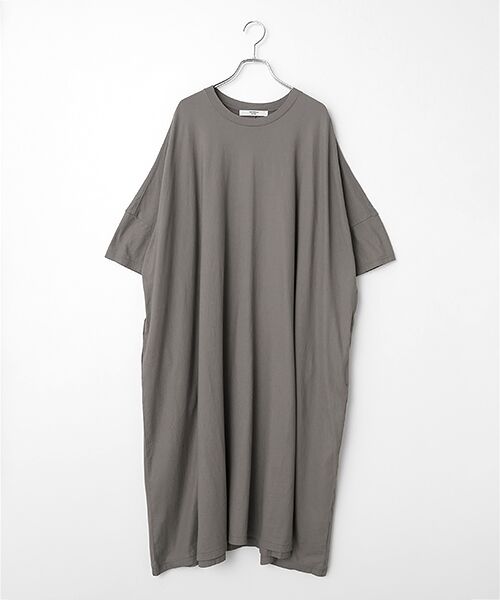 maison de F / メゾンドエフ 未設定 | COOL強撚天竺　クルーネックワンピース（019グレージュ）