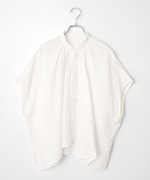 maison de F / メゾンドエフ シャツ・ブラウス | フレンチリネン　比翼明きシャーリングワイドブラウス（011オフ）