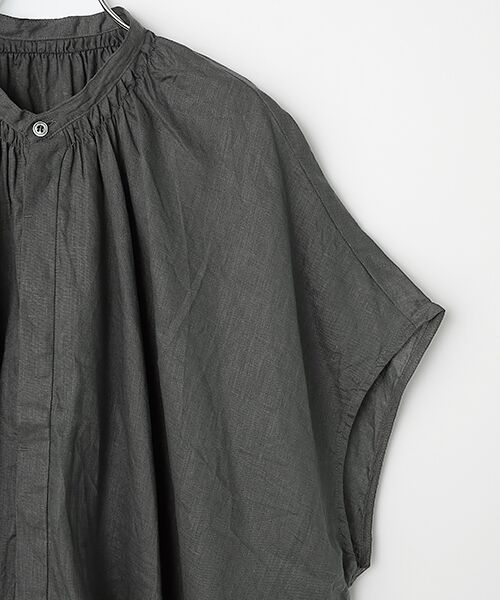 maison de F / メゾンドエフ シャツ・ブラウス | フレンチリネン　比翼明きシャーリングワイドブラウス | 詳細4