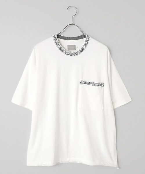 maison de F / メゾンドエフ Tシャツ | MINIMAL ETHNIC JAQUARD TEE（white）