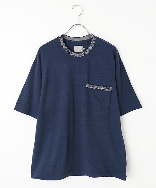 maison de F / メゾンドエフ Tシャツ | MINIMAL ETHNIC JAQUARD TEE（indigo）