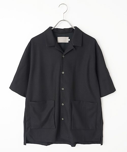 maison de F / メゾンドエフ シャツ・ブラウス | BIRD’S　EYE JERSEY OPEN-COLLAR SHIRT（black）