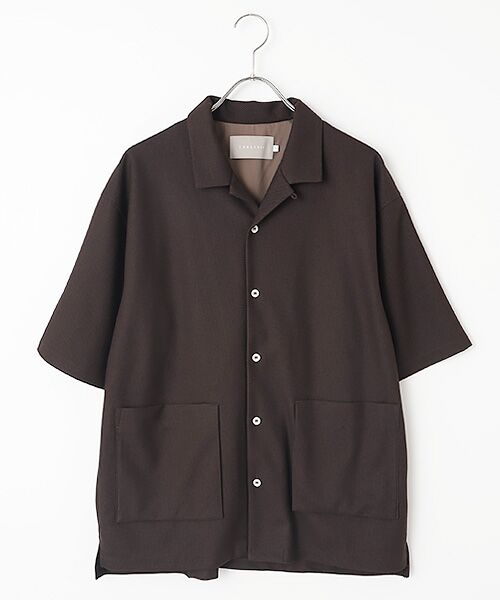 maison de F / メゾンドエフ シャツ・ブラウス | BIRD’S　EYE JERSEY OPEN-COLLAR SHIRT（d.Brown）