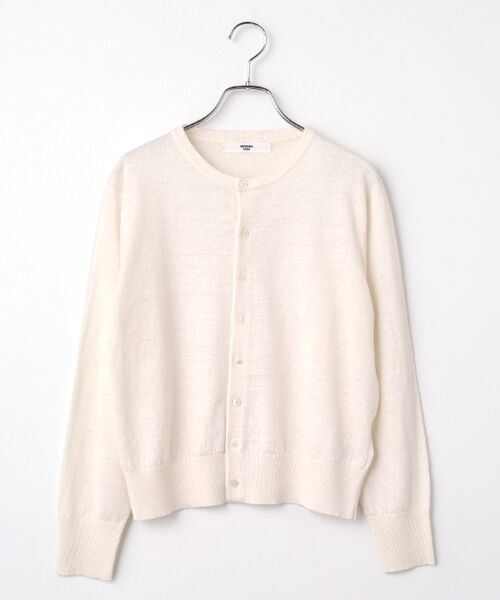 maison de F / メゾンドエフ カーディガン・ボレロ | French Pure Linen　クルーネックカーディガン（011 オフ）