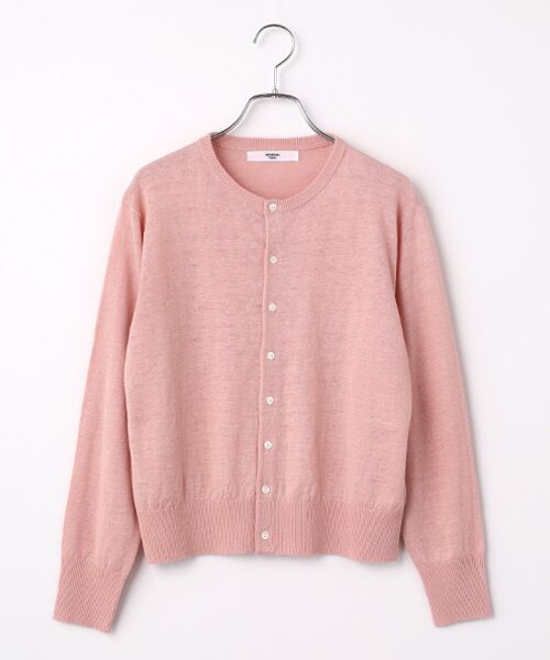 maison de F / メゾンドエフ カーディガン・ボレロ | French Pure Linen　クルーネックカーディガン（037 ピンク）