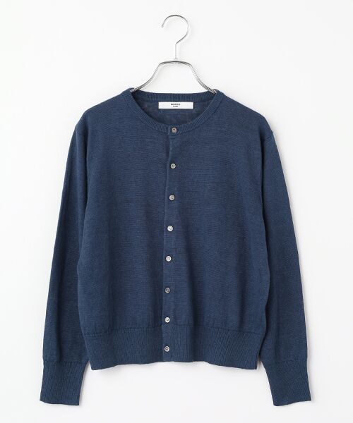 maison de F / メゾンドエフ カーディガン・ボレロ | French Pure Linen　クルーネックカーディガン（040 ネイビー）