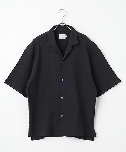 maison de F / メゾンドエフ シャツ・ブラウス | STRIPE CRAPE SHIRT（black）