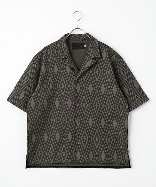 maison de F / メゾンドエフ シャツ・ブラウス | TRIBAL ARGYLE SHIRT JACKET（mossgray）