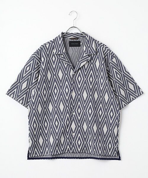 maison de F / メゾンドエフ シャツ・ブラウス | TRIBAL ARGYLE SHIRT JACKET（ivorynavy）