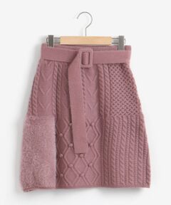 MAJESTIC LEGON / マジェスティックレゴン ミニ・ひざ丈スカート | パッチワークニットスカート