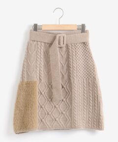 MAJESTIC LEGON / マジェスティックレゴン ミニ・ひざ丈スカート | パッチワークニットスカート