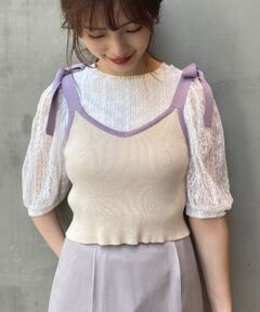 MAJESTIC LEGON / マジェスティックレゴン シャツ・ブラウス | リボンビスチェ＆レースブラウスset