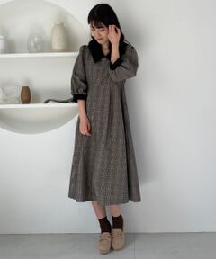 MAJESTIC LEGON / マジェスティックレゴン ロング・マキシ丈ワンピース | 襟付チェックロングワンピース