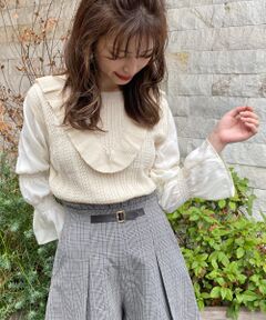 MAJESTIC LEGON / マジェスティックレゴン ニット・セーター | パウダーサテンスリーブフリルニット