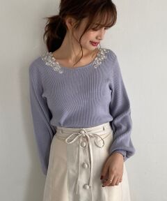 MAJESTIC LEGON / マジェスティックレゴン ニット・セーター | フラワーエンブロイダリーニット