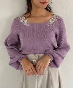 MAJESTIC LEGON / マジェスティックレゴン ニット・セーター | フラワーエンブロイダリーニット