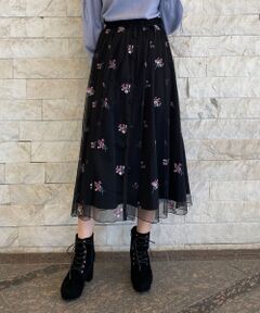 MAJESTIC LEGON / マジェスティックレゴン ロング・マキシ丈スカート | エンブロイダリーチュールスカート