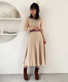 MAJESTIC LEGON / マジェスティックレゴン ロング・マキシ丈ワンピース | バイカラーニットワンピース