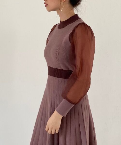 MAJESTIC LEGON / マジェスティックレゴン ロング・マキシ丈ワンピース | バイカラーニットワンピース | 詳細5