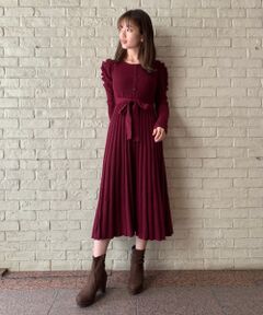 MAJESTIC LEGON / マジェスティックレゴン ロング・マキシ丈ワンピース | パフスリーブロングニットワンピース