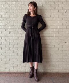 MAJESTIC LEGON / マジェスティックレゴン ロング・マキシ丈ワンピース | パフスリーブロングニットワンピース