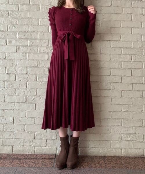 MAJESTIC LEGON / マジェスティックレゴン ロング・マキシ丈ワンピース | パフスリーブロングニットワンピース | 詳細17