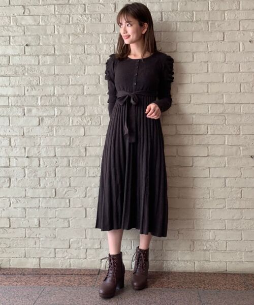 MAJESTIC LEGON / マジェスティックレゴン ロング・マキシ丈ワンピース | パフスリーブロングニットワンピース | 詳細3