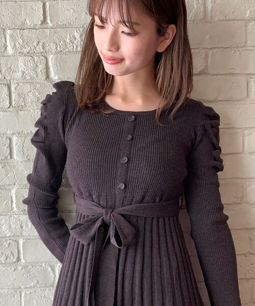 MAJESTIC LEGON / マジェスティックレゴン ロング・マキシ丈ワンピース | パフスリーブロングニットワンピース | 詳細6