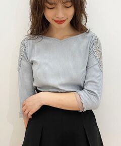 MAJESTIC LEGON / マジェスティックレゴン カットソー | レースショルダーラメリブトップス