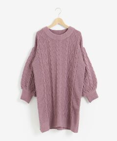 MAJESTIC LEGON / マジェスティックレゴン ミニ丈・ひざ丈ワンピース | モールケーブルニットワンピース