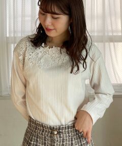 MAJESTIC LEGON / マジェスティックレゴン カットソー | フラワーレースリブトップス