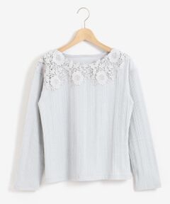 MAJESTIC LEGON / マジェスティックレゴン カットソー | フラワーレースリブトップス